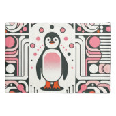かわいいピンクのサーモンペンギンレトロ60年代 枕カバー (裏面)