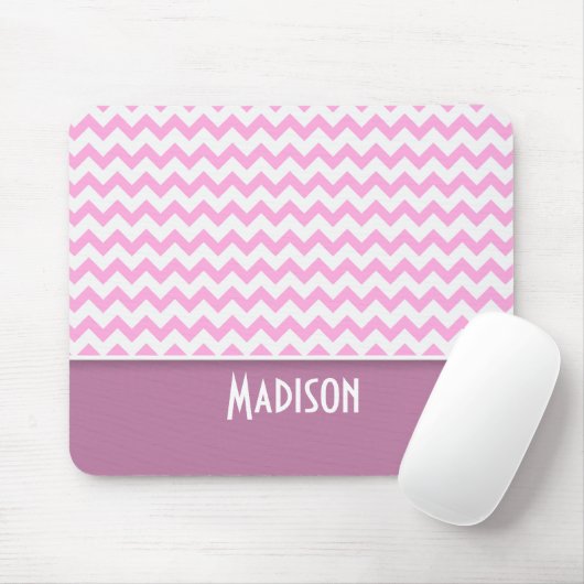 かわいいピンクのシェブロン マウスパッド (マウス)