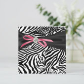 かわいいピンクのシマウマパーティーの招待状 招待状 (スタンド正面)