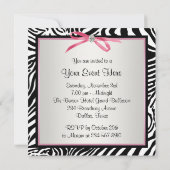 かわいいピンクのシマウマパーティーの招待状 招待状 (裏面)