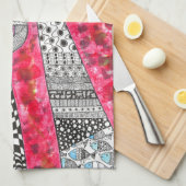 かわいいピンクのシャム猫イラストレーションキッチンタオル キッチンタオル (四つ折り)