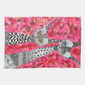 かわいいピンクのシャム猫イラストレーションキッチンタオル キッチンタオル (横)