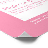 かわいいピンクのシルエット犬グルーミングサロン メニュー ポスター (角)