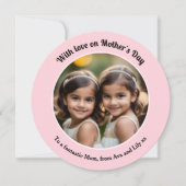 かわいいピンクのシンプルなカスタム写真丸型母の日 シーズンカード (正面)