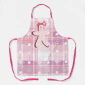 かわいいピンクのジンジャーブレッドガールクリスマス エプロン (正面)