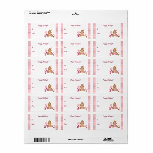 かわいいピンクのジンジャーブレッドキャンディーケージギフトラベルステッカー ラベル (フルシート)