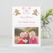 かわいいピンクのジンジャーブレッドペッパーミントストライプの写真 シーズンカード (スタンド正面)