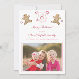 かわいいピンクのジンジャーブレッドペッパーミントストライプの写真 シーズンカード