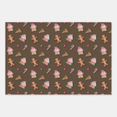 かわいいピンクのジンジャーブレッドマンクッキー，家 ラッピングペーパーシート (正面3)