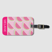 かわいいピンクのスイカのパタパーソナライズされたーン ラゲッジタグ (正面横)