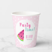 かわいいピンクのスイカの女の子の誕生日 紙コップ (正面)