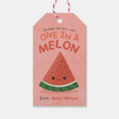 かわいいピンクのスイカ学園教室バレンタイン ギフトタグ (正面)