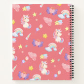 かわいいピンクのスイートユニコーンレインボーバルーン柄 ノートブック (裏面)