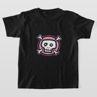 かわいいピンクのスカルemo tシャツ