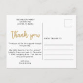 かわいいピンクのスクリプトフォトベビーの発表 案内ポストカード (裏面)