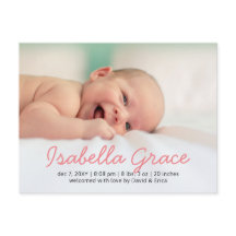 かわいいピンクのスクリプトフォトベビーの発表