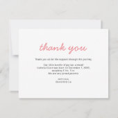 かわいいピンクのスクリプトフォトベビーの発表 案内状 (裏面)