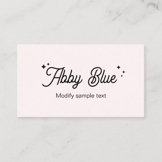 かわいいピンクのスクリプトフォントスターズビジネスカード 名刺 (正面)
