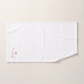 かわいいピンクのスクリプト名ハートタオル バスタオルセット (ハンドタオル)