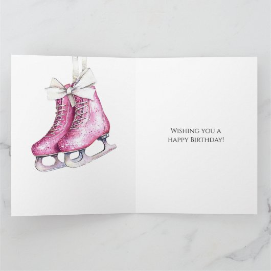 かわいいピンクのスケート靴の誕生日 カード (内部)