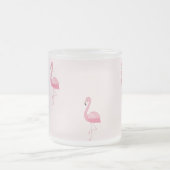 かわいいピンクのスタンディングフラミンゴ フロストグラスマグカップ (中央)