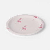 かわいいピンクのスタンディングフラミンゴ ペーパープレート (アングル)