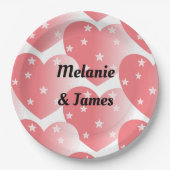 かわいいピンクのスターハートパターン ペーパープレート (正面)