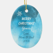 かわいいピンクのストッキングキットアンドキャンディーケーン セラミックオーナメント (裏面)