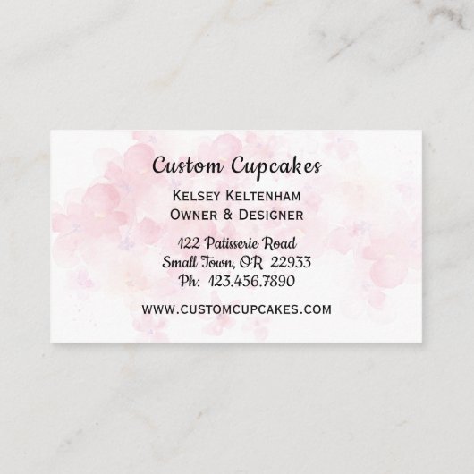 かわいいピンクのストライプとドットカップケーキベーカリービズカード 名刺 (裏面)