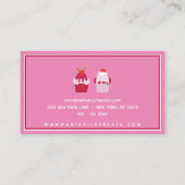 かわいいピンクのストロベリーショートケーキ，ケータリング/ベーカリー 名刺 (裏面)