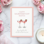 かわいいピンクのストロベリーマーティーニガレンティンの日 シーズンポストカード