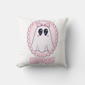 かわいいピンクのスプーキーゴースト BOO-tiful カワイイ クッション