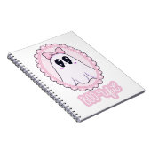 かわいいピンクのスプーキーゴースト BOO-tiful カワイイ ノートブック (右側)