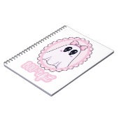 かわいいピンクのスプーキーゴースト BOO-tiful カワイイ ノートブック (左側)