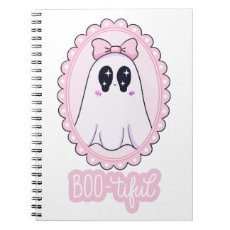 かわいいピンクのスプーキーゴースト BOO-tiful カワイイ ノートブック