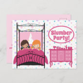 かわいいピンクのスランバーパーティー誕生日パーティーの招待状 ポストカード (正面/裏面)