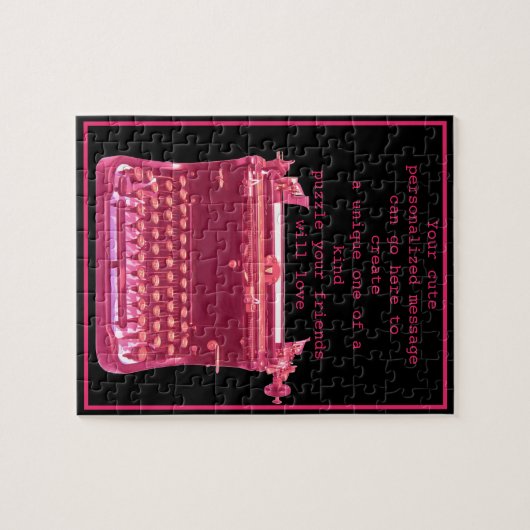 かわいいピンクのタイプライターパーソナライズされたジグソーパズル ジグソーパズル (横)