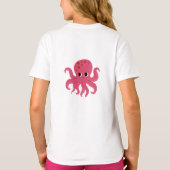 かわいいピンクのタコのかわいいイラスト Tシャツ (裏面)