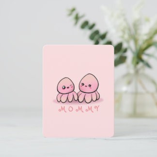 かわいいピンクのタコの母ちゃん サンキューカード