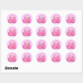 かわいいピンクのタコ ラウンドシール (シート)