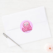かわいいピンクのタコ ラウンドシール (封筒)