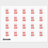 かわいいピンクのタビー猫 "Meow" イラスト ラウンドシール (シート)