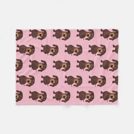 かわいいピンクのダックスフント毛布のウィーナーのダックスフント フリースブランケット (正面(横))