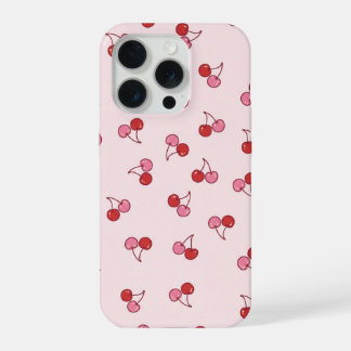 かわいいピンクのチェリーフルーツ柄 iPhone 15 PROケース
