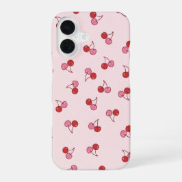 かわいいピンクのチェリーフルーツ柄 iPhone 16ケース