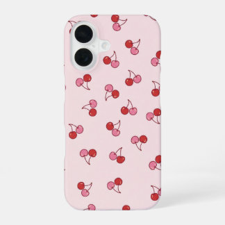 かわいいピンクのチェリーフルーツ柄 iPhone 16ケース