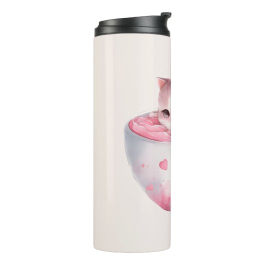 かわいいピンクのチビ（小さくかわいく書いた感じ）猫のかわいい王冠 タンブラー (回転左)