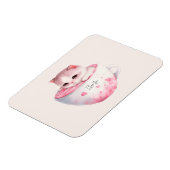 かわいいピンクのチビ(小さくかわいく書いた感じ)猫のかわいい王冠 マグネット (左側)