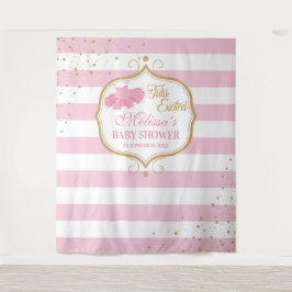 かわいいピンクのチュチュバレエの赤ちゃんシャワー タペストリー