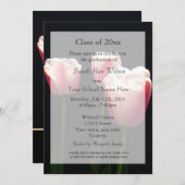 かわいいピンクのチューリップの花　卒業おめでとう 招待状 (正面/裏面)